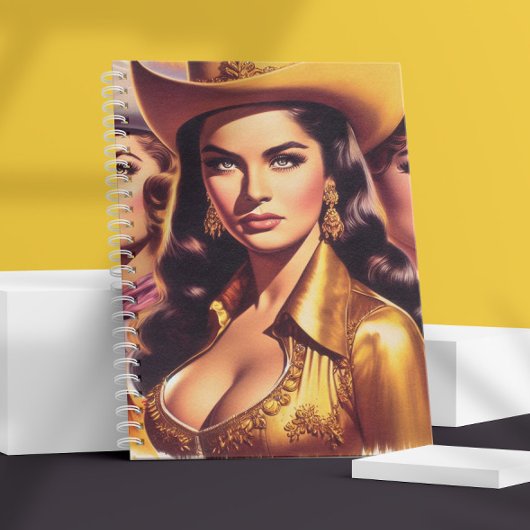Retro schöne Cowgirls Notizblock