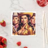 Retro schöne Cowgirls Serviette (Beispiel)