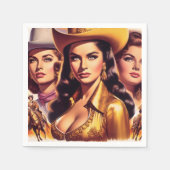 Retro schöne Cowgirls Serviette (Vorderseite)