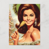 Retro schöne Weihnachtsfrau Postkarte (Vorderseite)
