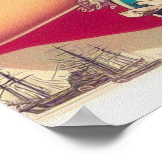 Retro Schönes Frauengemälde Poster (Ecke)