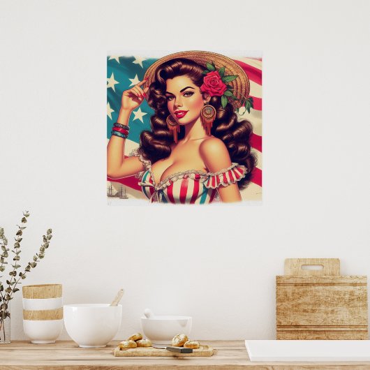 Retro Schönes Frauengemälde Poster (Küche)