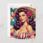 Retro Schönes Frauengemälde Postkarte (Vorne/Hinten)