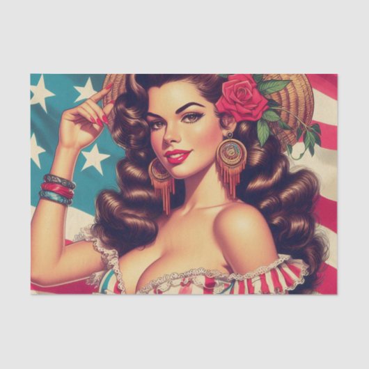 Retro Schönes Frauengemälde Seidenpapier (Vorderseite)