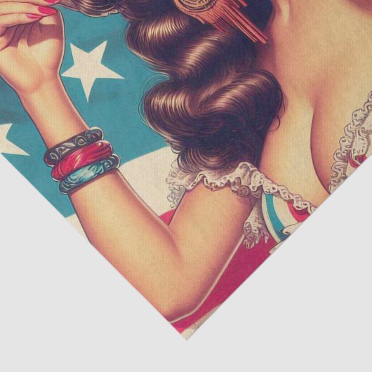 Retro Schönes Frauengemälde Seidenpapier (Ausschnitt)