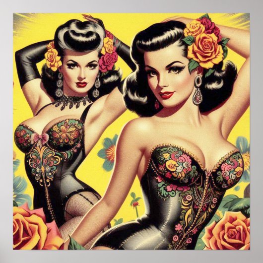 Retro-Schönheits-Pin-Ups Poster (Vorne)