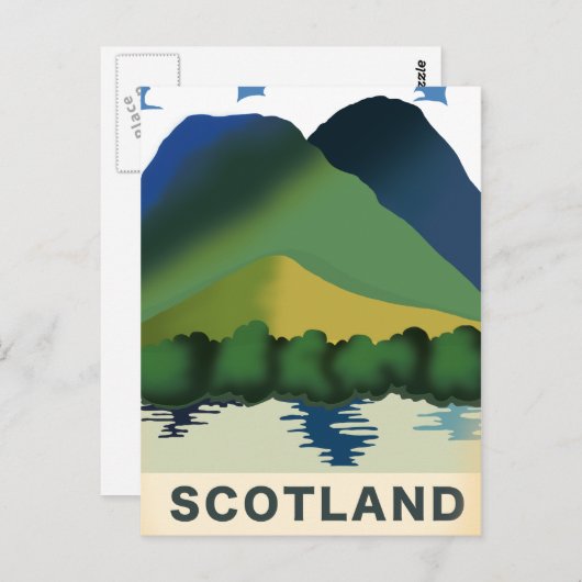 Retro Schottland Urlaubskunst Postkarte (Vorne/Hinten)
