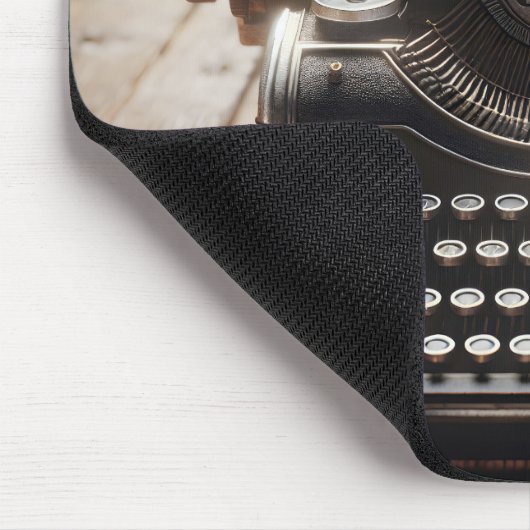 Retro-Schreibmaschine auf Holzschreibtisch Mousepad (Ecke)