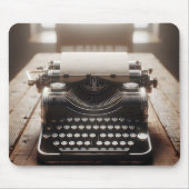Retro-Schreibmaschine auf Holzschreibtisch Mousepad (Vorne)