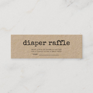 Retro Schreibmaschine Babydusche - Preisgeld verlo Mini Visitenkarte