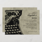 Retro Schreibmaschine befestigt Einladung (Vorne/Hinten)
