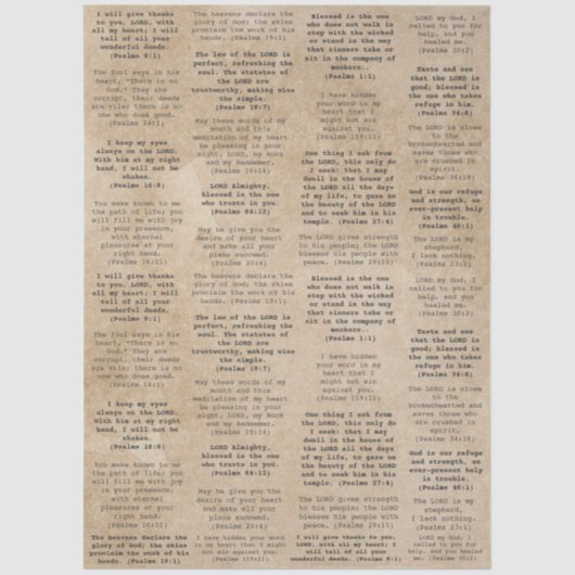 Retro Schreibmaschine Bible Psalm Verses for Journ Seidenpapier (Vorderseite)