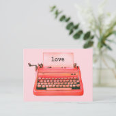 Retro-Schreibmaschine Personalisiert Vintag Valent Postkarte (Stehend Vorderseite)