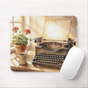 Retro Schreibmaschine Wasserfarbe Mousepad