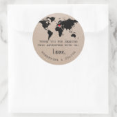 Retro Schreibmaschine Weltkarte Vielen Dank für Ih Runder Aufkleber (Tasche)