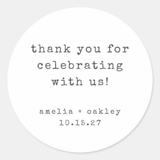 Retro Schreibmaschine White Custom Wedding Vielen  Runder Aufkleber (Vorderseite)