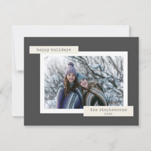 Retro-Schreibmaschinenfamilie Foto Minimalistische Feiertagskarte