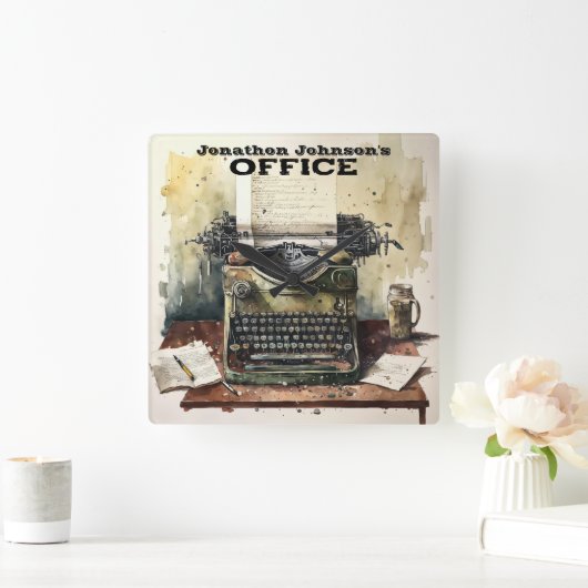 Retro-Schreibmaschinenuhr Quadratische Wanduhr (Zuhause)