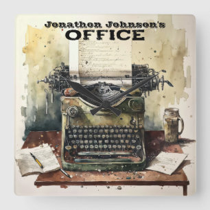 Retro-Schreibmaschinenuhr Quadratische Wanduhr