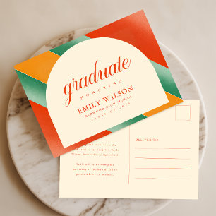 Retro Schrift Arch Rahmen Abschlussankündigung Postkarte