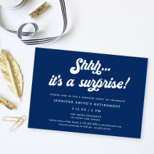 Retro Schrift Blau Überraschung Ruhestandsparty