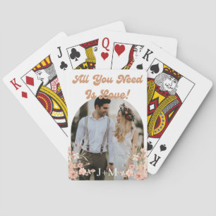 retro Schrift Bogen botanisch boho Foto Hochzeit Spielkarten