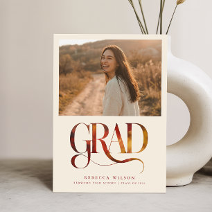 Retro Schrift Einfache Graduierung Foto Abschlussf Postkarte