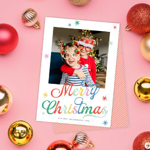 Retro Schrift Farbige Frohe Weihnachten Ein Foto