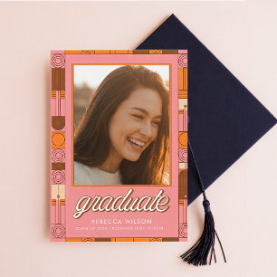 Retro Schrift Grad Foto Abschluss Danke Postkarte