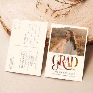 Retro-Schrift Graduate Foto-Abschluss-Einladung Postkarte