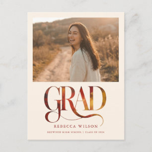 Retro-Schrift Graduierten-Foto Abschluss-Einladung Postkarte