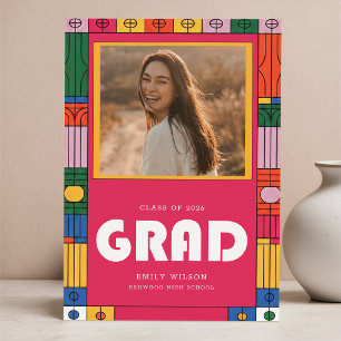 Retro-Schrift Graduierten-Foto Abschlussankündigun Postkarte