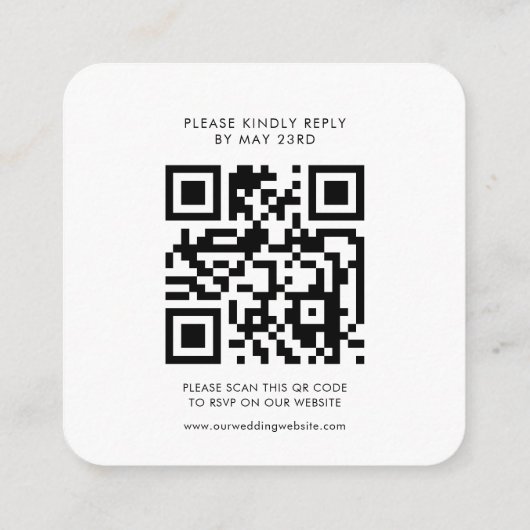 Retro-Schrift-QR-Code-RSVP-Antwort im Vintage-Stil Begleitkarte (Rückseite)