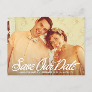 Retro Schrift Save-the-Date-Postkarte Ankündigungspostkarte