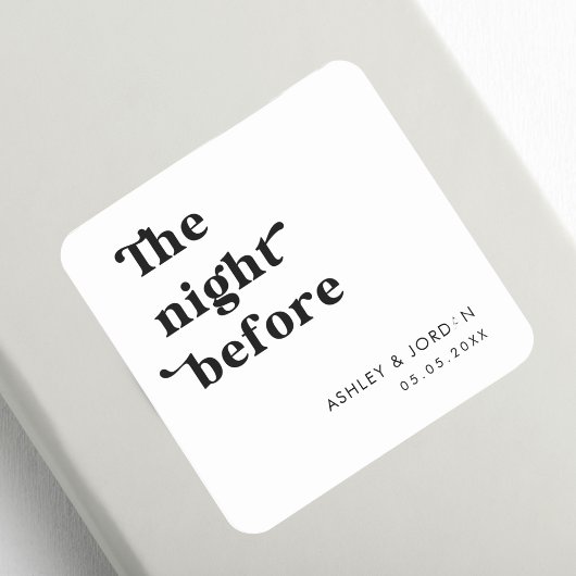 Retro-Schrift-Typografie Die Nacht vor der Probe Quadratischer Aufkleber