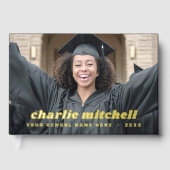 Retro Schriftart Abschluss Graduiertenstudium Foto Gästebuch (Vorderseite)