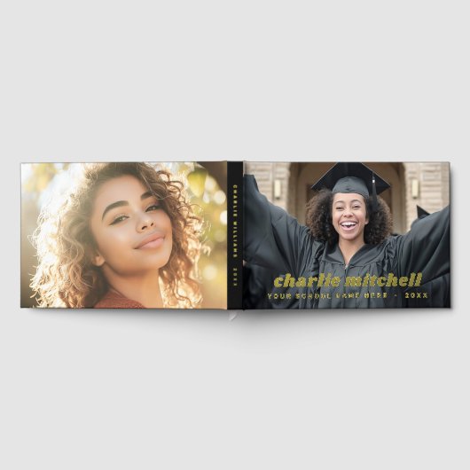 Retro Schriftart Abschluss Graduiertenstudium Foto Gästebuch (Voll)