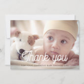 Retro Schriftart Babydusche Dank Fotokarte Dankeskarte (Vorderseite)