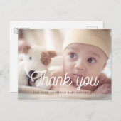 Retro Schriftart Babydusche danke Foto Postkarte (Vorne/Hinten)