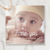 Retro Schriftart Babydusche Danke Geschenkanhänger (Vorderseite)