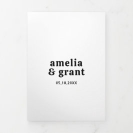 Retro Schriftart Black and White QR Code Foto Hoch Dreifach Gefaltete Einladung