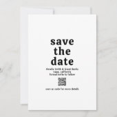 Retro Schriftart Black and White QR Code Moderne H Save The Date (Vorderseite)