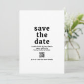Retro Schriftart Black and White QR Code Moderne H Save The Date (Stehend Vorderseite)
