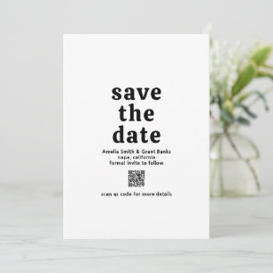 Retro Schriftart Black and White QR Code Moderne H Save The Date