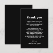 Retro Schriftart Black Modern Wedding Dankeskarte (Vorne/Hinten)