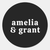 Retro Schriftart Black Modern Wedding Runder Aufkleber (Vorderseite)