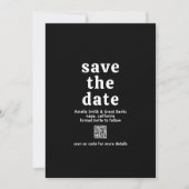 Retro Schriftart Black QR Code Moderne Hochzeit Save The Date (Vorderseite)