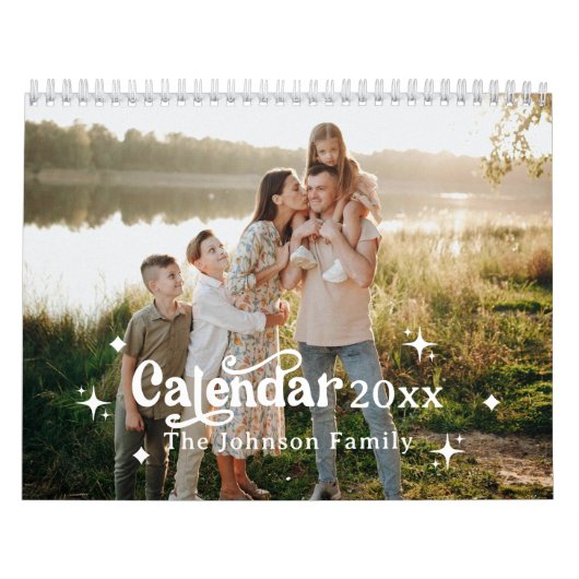 Retro Schriftart Custom Personalisiert 2025 Family Kalender (Titelbild)