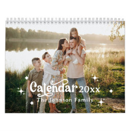 Retro Schriftart Custom Personalisiert 2025 Family Kalender