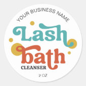 Retro-Schriftart farbenfrohe Lash-Erweiterungen Sh Runder Aufkleber (Vorderseite)